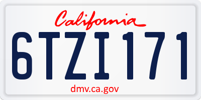 CA license plate 6TZI171