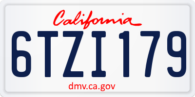 CA license plate 6TZI179