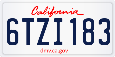 CA license plate 6TZI183