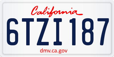 CA license plate 6TZI187