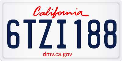 CA license plate 6TZI188