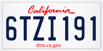 CA license plate 6TZI191