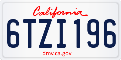CA license plate 6TZI196