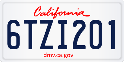 CA license plate 6TZI201