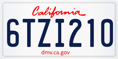 CA license plate 6TZI210