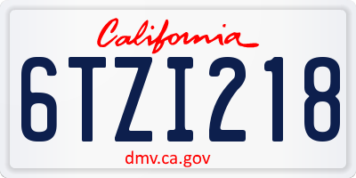 CA license plate 6TZI218