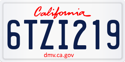 CA license plate 6TZI219