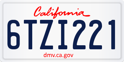 CA license plate 6TZI221