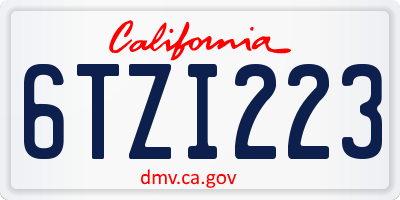 CA license plate 6TZI223