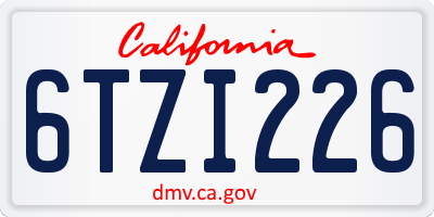 CA license plate 6TZI226
