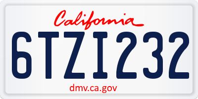 CA license plate 6TZI232