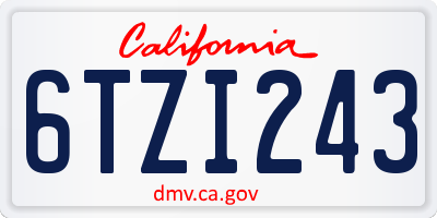 CA license plate 6TZI243