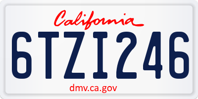 CA license plate 6TZI246