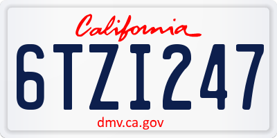CA license plate 6TZI247