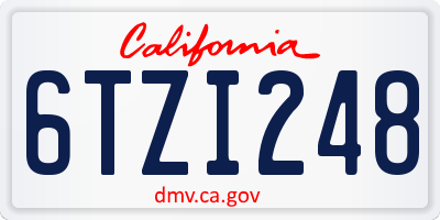 CA license plate 6TZI248