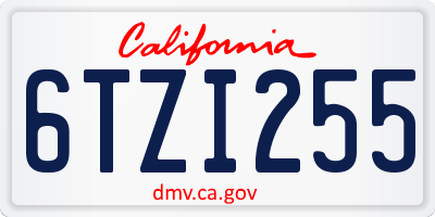 CA license plate 6TZI255