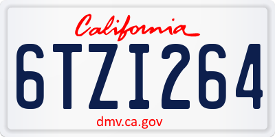 CA license plate 6TZI264