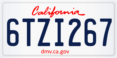 CA license plate 6TZI267