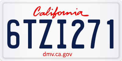 CA license plate 6TZI271