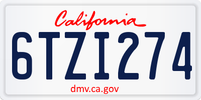 CA license plate 6TZI274