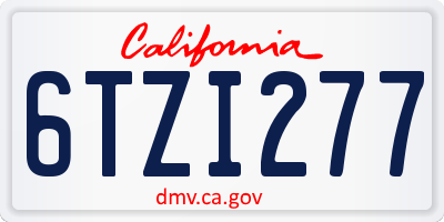 CA license plate 6TZI277