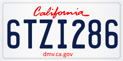 CA license plate 6TZI286
