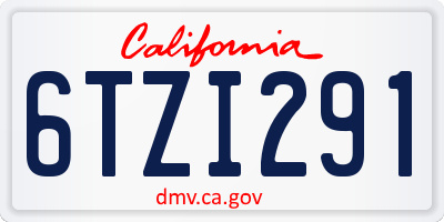 CA license plate 6TZI291