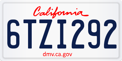 CA license plate 6TZI292