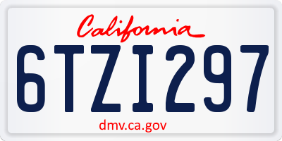 CA license plate 6TZI297