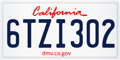 CA license plate 6TZI302