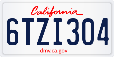 CA license plate 6TZI304