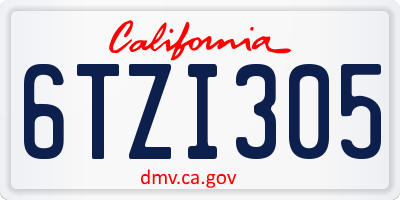 CA license plate 6TZI305