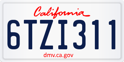 CA license plate 6TZI311