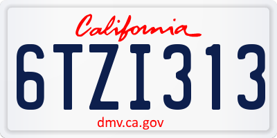 CA license plate 6TZI313