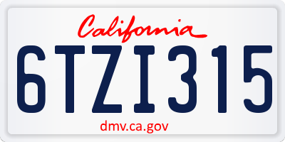 CA license plate 6TZI315