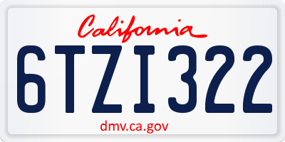 CA license plate 6TZI322