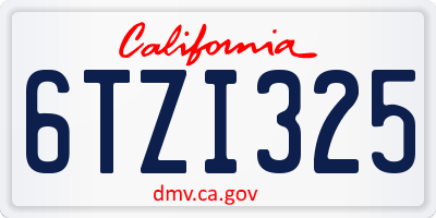 CA license plate 6TZI325