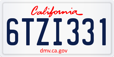 CA license plate 6TZI331