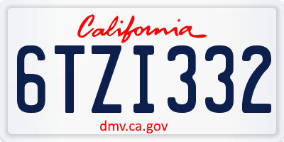 CA license plate 6TZI332