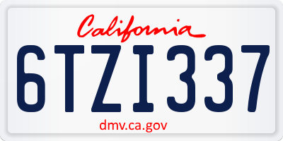 CA license plate 6TZI337