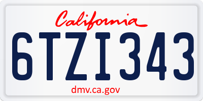 CA license plate 6TZI343