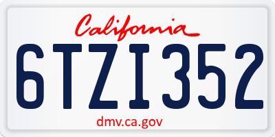 CA license plate 6TZI352