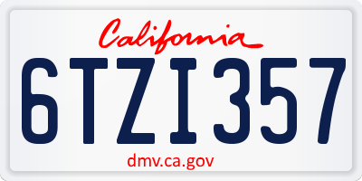 CA license plate 6TZI357