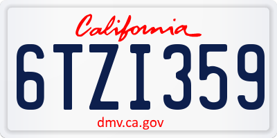 CA license plate 6TZI359