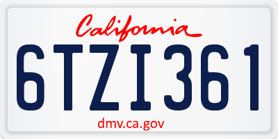 CA license plate 6TZI361