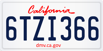 CA license plate 6TZI366