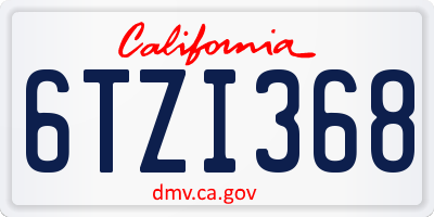 CA license plate 6TZI368