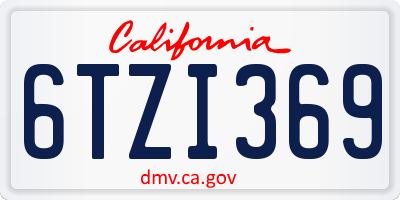 CA license plate 6TZI369