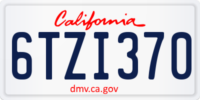 CA license plate 6TZI370