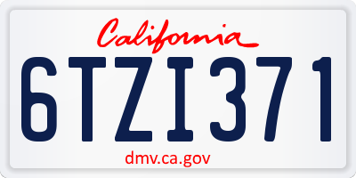 CA license plate 6TZI371